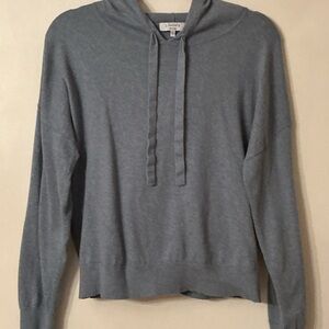 J. Society Super Cute Blue Gray Knit Hoodie with Heart Patches on Elbows